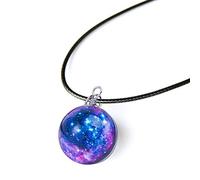Collana con ciondolo a forma di stella cosmica con sfera di vetro, gioiello alla moda per s bella e attraente