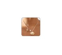 Collana con ciondolo a forma di stella marina a strati in oro, collana da donna Boho con conchiglie dorate con perle da spiaggia per le donne collana oceanica gioielli da donna, 2x2x0.3, Metallo