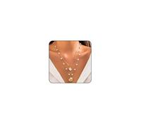 Collana con ciondolo a forma di stella marina a strati in oro, collana da donna Boho con conchiglie dorate con perle da spiaggia per le donne collana oceanica gioielli da donna, 2x2x0.3, Metallo