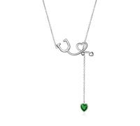 Collana con ciondolo a forma di stetoscopio in argento sterling 925 regalo per infermiere dottoressa infermiera studentessa di medicina - Maggio