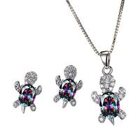 Collana con Ciondolo a Forma di Tartaruga Set di Gioielli Regolabili con Strass Orecchini a Bottone con Strass Collana Regalo per Accessori da Sposa per Ragazze da Donna 1 Set Attractive Design