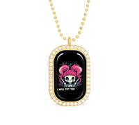 Collana con ciondolo a forma di teschio barbiere I Will Cut You, gioiello alla moda, con bordo bianco, lega metall