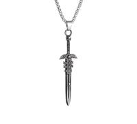 Collana con ciondolo a forma di teschio gotico con testa di fantasma, angelo, spada sacra, hip hop, punk,