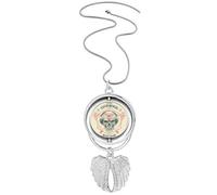 Collana con ciondolo a forma di teschio indiano sacrificio totem, con ali d'angelo