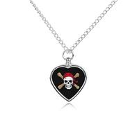 Collana con ciondolo a forma di teschio pirata che ride, per ceneri e cuore, collana commemorativa per animali domestici