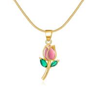 Collana con ciondolo a forma di tulipano, ideale come regalo per lei, Misura unica, Resina, Nessuna pietra preziosa