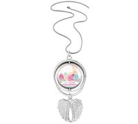 Collana con ciondolo a forma di uovo colorato con ali d'angelo e scritta "Happy Easter"