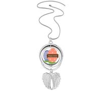 Collana con ciondolo a forma di uovo colorato con ali d'angelo e scritta "Happy Easter"