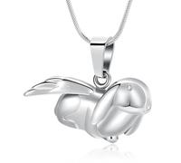 Collana con ciondolo a forma di urna a forma di coniglio, in acciaio inox, gioiello per ceneri di cremazione per animali domestici, ricordo commemorativo, Metallo, non