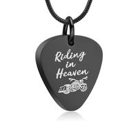 Collana con ciondolo a forma di urna a forma di plettro per chitarra, per ceneri di moto, cremazione