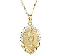 Collana con ciondolo a forma di Vergine Maria per donne e uomini, gioiello cristiano, collana con ciondolo in cristallo,