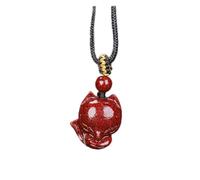 Collana con ciondolo a forma di volpe cinabro rossa - Talismano della guarigione cinese e regalo portafortuna per uomini e donne, One Size