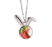 Collana con ciondolo a forma di zampa di agnello e carne cruda, con coniglietto, idea regalo