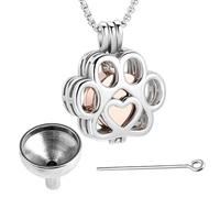 Collana con ciondolo a forma di zampa di cane in acciaio inossidabile, con ciondolo a forma di zampa di cane, con imbuto, bastone in metallo e borsa per la conservazione della persona amata