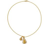 Collana con ciondolo a forma di zucca dorata, collana a doppia zucca con ottone e zirconi, catena a serpente placcata oro, 44,5 cm, collana lunga leggera per donne, gioielli per feste e uso quotidiano