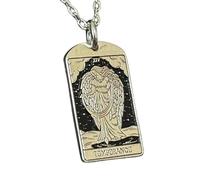 Collana con ciondolo a forma rettangolare raffigurante la carta dei Tarocchi della Temperanza, realizzata in argento sterling 925 con placcatura in oro e catena a maglia da 45 cm |LK_EMBO_00351