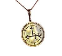 Collana con ciondolo a forma rotonda con sigillo di Lilith in rilievo, realizzata in argento sterling 925 con placcatura in oro, catena a maglia da 45 cm, gioiello unisex fatto a mano |LK_EMBO_00581