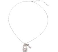 Collana con Ciondolo a Lucchetto Collana Girocollo Multistrato Punk a Catena Lunga per Donne Ragazze, Argento Practical Treatment