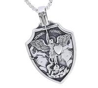 Collana Con Ciondolo A Medaglia Di San Michele, Accessori Cattolici In Acciaio Inossidabile Con San Michele Arcangelo, Amuleti Religiosi Per Uomo E Donna(Silver)