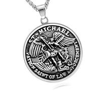 Collana Con Ciondolo A Medaglia Di San Michele, In Acciaio Inossidabile, Accessori Cattolici Di San Michele Arcangelo, Amuleti Religiosi, Gioielli Per Uomo E Donna(Silver)