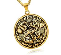Collana Con Ciondolo A Medaglia Di San Michele, In Acciaio Inossidabile, Accessori Cattolici Di San Michele Arcangelo, Amuleti Religiosi, Gioielli Per Uomo E Donna(Gold)
