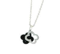 Collana con ciondolo a quadrifoglio personalizzato che preserva il colore, realizzata in vero oro per donna, semplice catena per clavicola