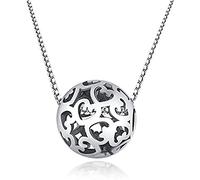 Collana con Ciondolo a Sfera in Argento Sterling 925 Collana in filigrana con Buco del Cuore Minimalista per Gioielli da Donna con Catena a Scatola, Argento