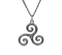 Collana con ciondolo a tre spirali in peltro con triscele celtica, idea regalo