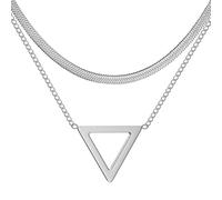 Collana con ciondolo a triangolo alla moda, da uomo, doppia catena a serpente, gioiello da donna bello e versatile che può essere indossato con qualsiasi stile, adjustable, Cristallo