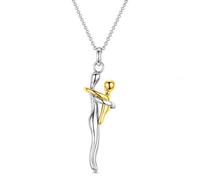 Collana con ciondolo abbraccio mamma e bambino in argento S925 for donna | Catena regolabile da 40+5 cm,Ciondolo in oro bianco galvanizzato for la festa della mamma e for l'uso quotidiano
