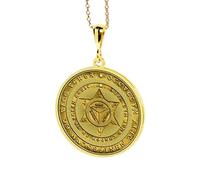 Collana con ciondolo Abraxas Alchemy in rilievo, realizzata in argento sterling 925 con placcatura in oro, catena a maglia da 45 cm, ciondolo rotondo per gioielli unisex fatti a mano |LK_EMBO_00239