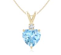 Collana con ciondolo acquamarina ANGARA 1,47 ct con diamante in oro 14...