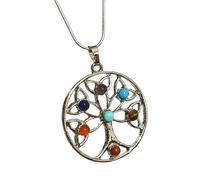 Collana con ciondolo albero della vita 7 chakra placcato pietra preziosa...