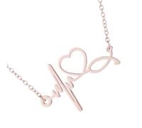 Collana con ciondolo alla clavicola alla moda Caratteristica ECG Battito cardiaco Design in acciaio inox clavicola catena regalo operatori sanitari, Misura unica, come descritto, come descritto