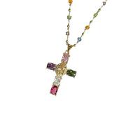 Collana con ciondolo alla moda, collana a catena regolabile, elegante gioiello per collo con texture per donne in cerca di individualità ed espressione di fede alla moda