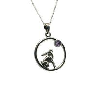 Collana con ciondolo ametista lepre che guarda la luna argento 925 catena...