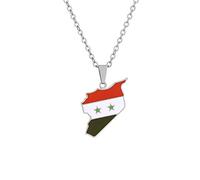 Collana Con Ciondolo Bandiera Della Mappa Della Siria Per Le Donne - 316L Collana Con Mappa E Bandiera Della Siria Collana Con Ciondolo Bandiera Della Mappa Della Siria Gioielli Per Le Donne Regalo D