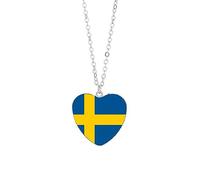 Collana Con Ciondolo Bandiera Della Svezia - Cuore D'Amore Geometrico Stile Etnico Unisex Coppia Catena Clavicola, Personalità Bandiera Patriottica Gioielli Con Ciondoli Hip-Hop Come Regalo,Come M