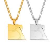 Collana Con Ciondolo Bandiera E Mappa - Paese Egitto Mappa Stati Collane Con Ciondolo Per Uomo Donna Gioielli Gialli/Bianchi Mappe Egiziane Gioielli Hip Hop Per Donne Uomini Ragazze Regali, Giallo, 4