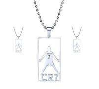 Collana con Ciondolo Calciatore Numero 7, Gioielli Sportivi Personalizzati in Acciaio Inox - Maglia Calcio