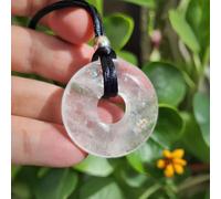 Collana con ciondolo ciambella al quarzo pietra veggente grande pietra...