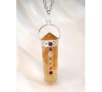 Collana con ciondolo citrino 7 chakra pietra preziosa placcata argento protez...