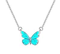 Collana Con Ciondolo - Collana Con Farfalla, Bracciale Con Farfalla Blu Che Si Al Buio | Bracciale E Collane Regolabili Con Farfalle Blu Che Si Illuminano Al Buio, Ciondolo In Argento Per Via