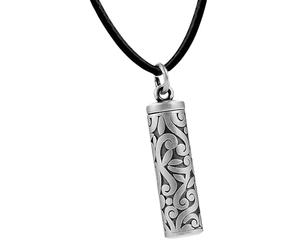 Collana con ciondolo commemorativo con incisione dettagliata della vite, include una pergamena della benedizione e cinturino in pelle regolabile con ciondolo cavo, One Size, come descritto, come