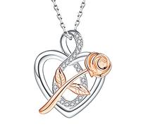 Collana con ciondolo con amore infinito, scintillante collana con cuore infinito e rosa per gioielli da donna per l'anniversario
