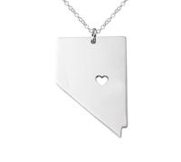 Collana con Ciondolo con Mappa del Nevada - Profilo USA Ciondolo in Tinta Unita Country Catena Maglione da 50 Cm, Regali Commemorativi per Uomo Donna Mamma Figlia Famiglia,Bianco