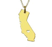 Collana con Ciondolo con Mappa della California - Profilo degli Stati Uniti Ciondolo Country in Tinta Unita Catena da 50 Cm, Regali Commemorativi per Uomini Donne Mamme Figlie Fa
