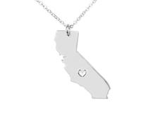 Collana con Ciondolo con Mappa della California - Profilo degli Stati Uniti Ciondolo in Tinta Unita Country Catena da 50 Cm, Regali Commemorativi per Uomo Donna Mamma Figlia Fami
