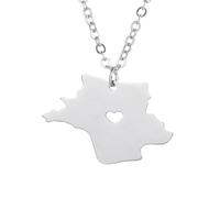 Collana con Ciondolo con Mappa della Francia - Ciondolo Etnico A Forma di Cuore Cavo Elegante Catena con Clavicola, per Donna Uomo Accessori di Abbigliamento Patriottico Regalo D