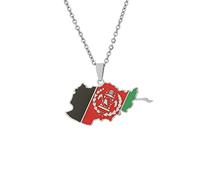 Collana con Ciondolo con Mappa Dell'Afghanistan - Collane A Catena con Ciondolo Afghanistan per Donna Uomo Catena Etnica con Clavicola Collana Maglione Patriottico Solido Hip Hop